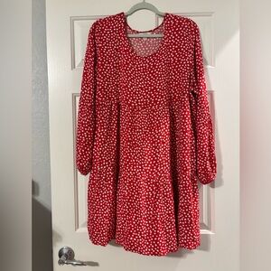 Time and Tru Red and White Polka Dot Dress